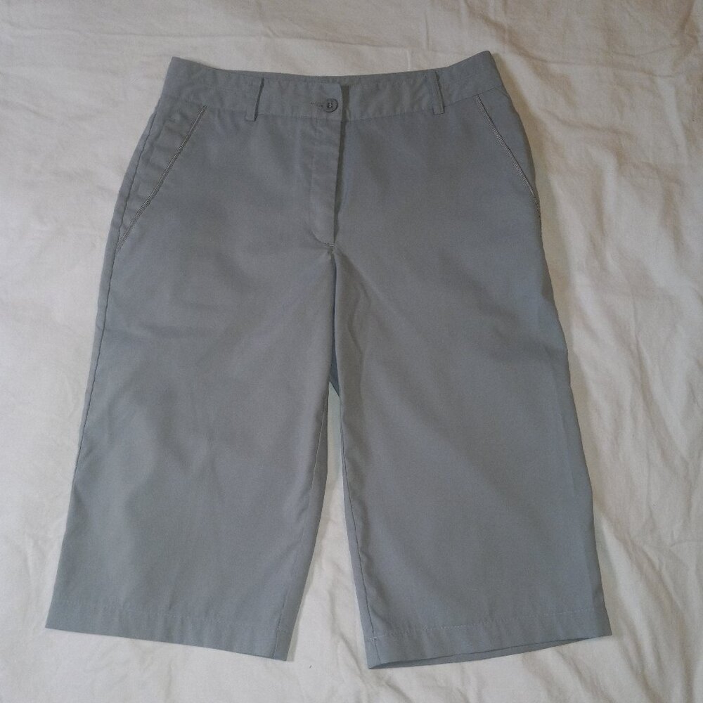 NVO by Lanctot Womens Capri Pants Gray Mid Rise Slash Pocket Stretch